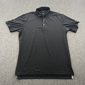 Johnnie O Birdie Polo Shirt Mens L Black Performance Outdoor Golf Casual *FLAWS